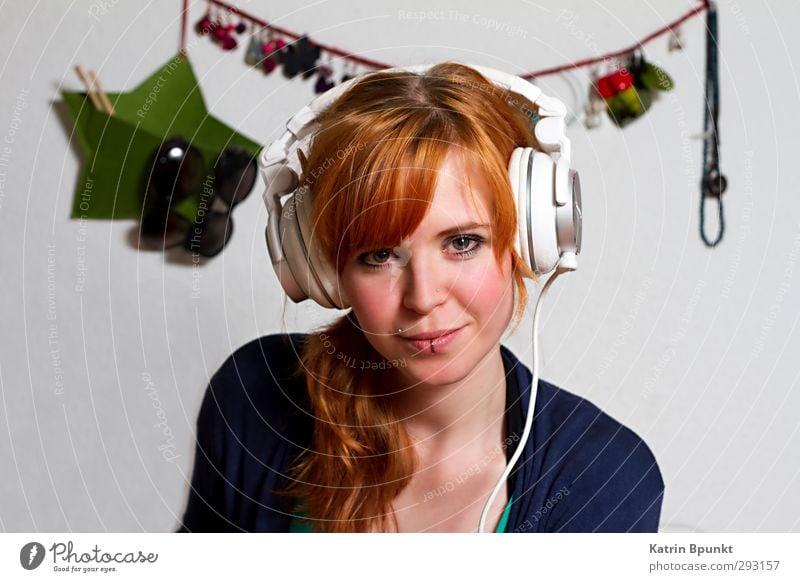 I Wonder Who Is Like This One Human being Feminine Young woman Youth (Young adults) 1 18 - 30 years Adults Accessory Piercing Red-haired Headphones