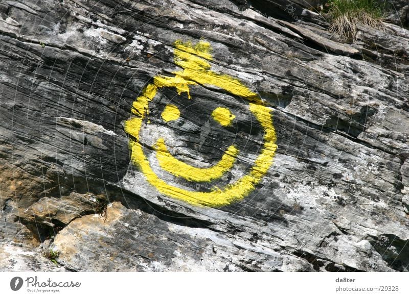 stone smiley Wall of rock Yellow Smiley Spray Stone Rock