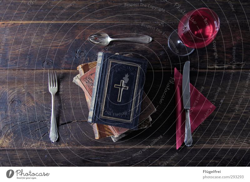 What does the Church set before us? - Last Supper Crucifix Belief praise of God Religion and faith Wine Healthy Eating Table Set meal Spoon Fork Knives