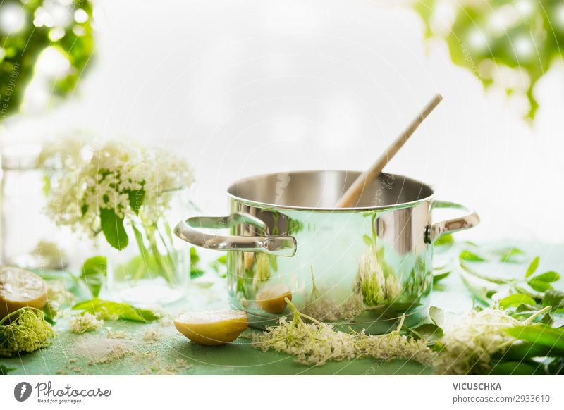 Elderflower syrup boil Food Candy Jam Nutrition Organic produce Beverage Lifestyle Style Design Healthy Healthy Eating Summer Nature Yellow Background picture