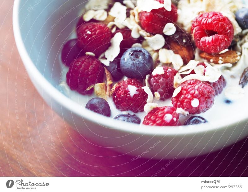 Breakfast power. Art Esthetic Contentment Cereal Healthy Eating Raspberry Blueberry Delicious Breakfast table Morning break Bowl Vitamin-rich Vegetarian diet
