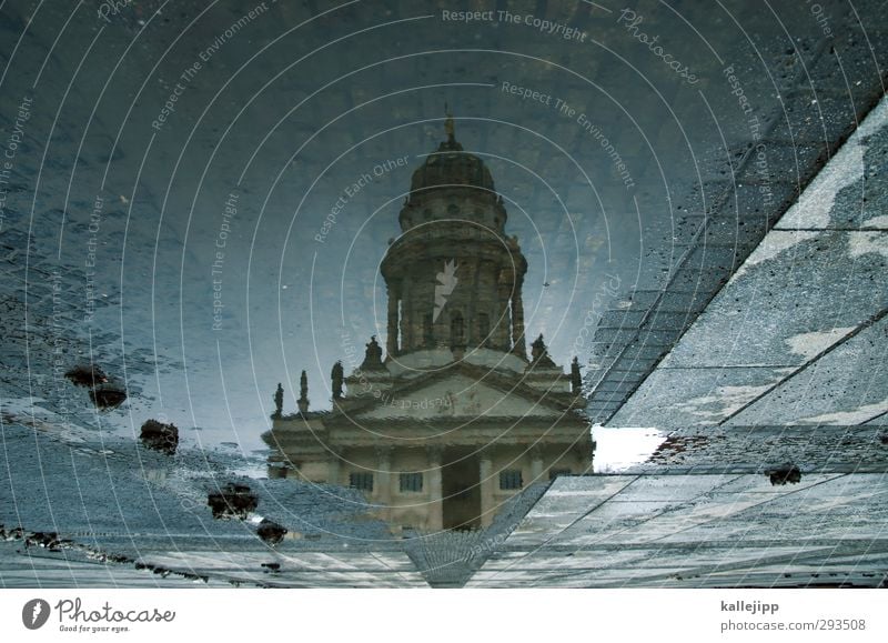 water features Town Capital city Church Dome Manmade structures Building Architecture Tourist Attraction Culture Art Gendarmenmarkt Berlin Puddle Weather