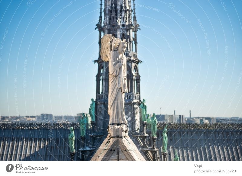 Statues at roof of Notre-Dame de Paris Vacation & Travel Tourism Trip Sightseeing City trip Decoration Art Museum Work of art Sculpture Architecture Sky