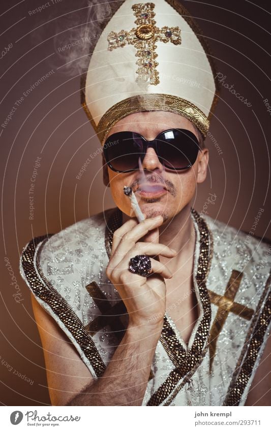 soul man Man Adults 1 Human being 45 - 60 years Ring Sunglasses Hat mitre Facial hair Crucifix Smoking Cool (slang) Hip & trendy Trashy Crazy Gold Vice