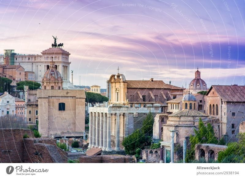Rome city center at the dawn of sunset Deserted Vantage point Sunset Twilight Dusk Sky Clouds Tourist Attraction Old town Downtown Italy Town City Spring Day