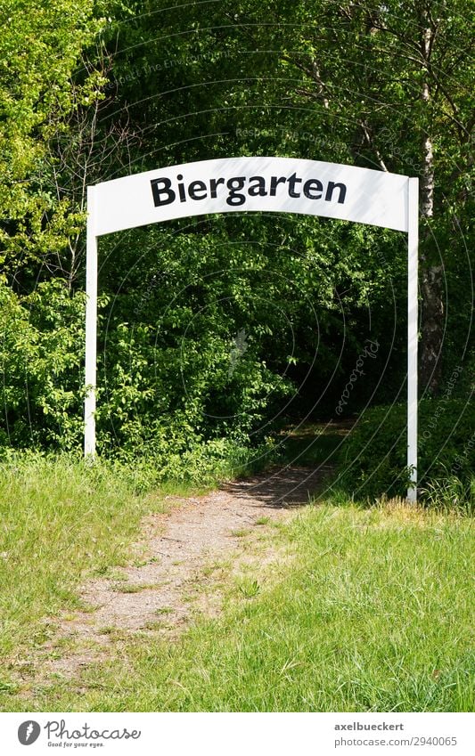 beer garden Lifestyle Leisure and hobbies Summer Restaurant Nature Tree Garden Green Beer garden Germany Entrance Archway Signs and labeling Footpath