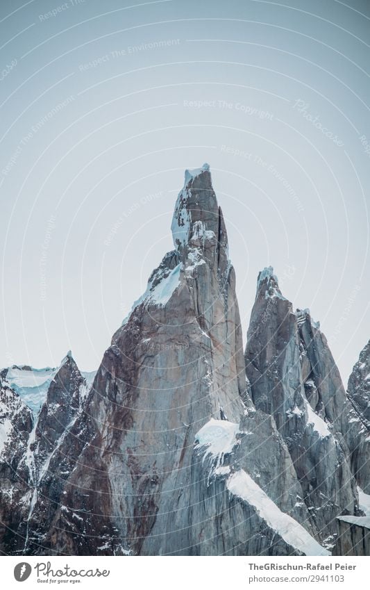 cerro torre - el chaltén Nature Gray White Cerro Torre Mountain Wall of rock Climbing Ice Snow Stone Crack & Rip & Tear Structures and shapes Argentina Landmark