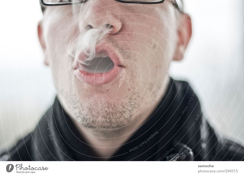 smoking pleasure Smoking Human being Masculine Man Adults Head Face Nose Mouth 1 Cold Smoke Smoky Cigarette Cigarette smoke Breathe Lips To enjoy Debauchery