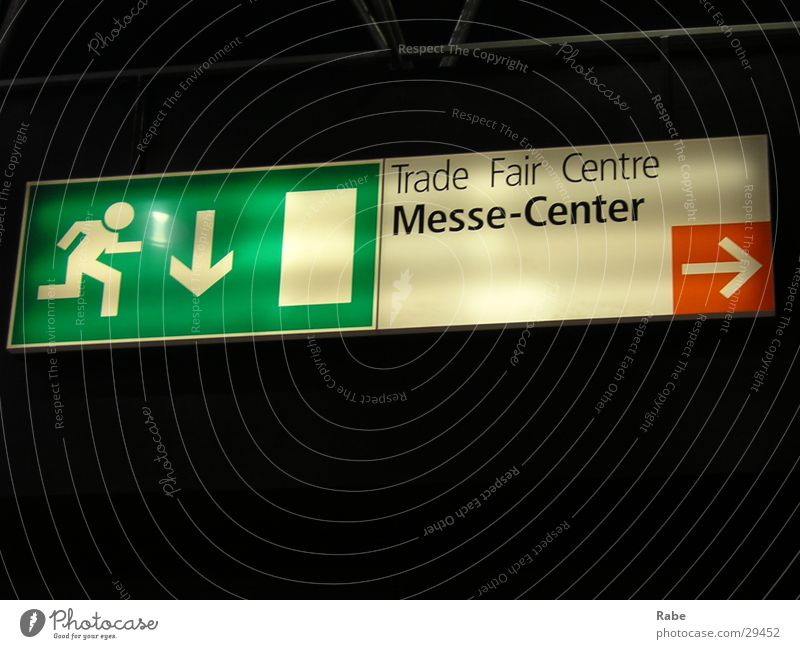 Fair Düsseldorf Emergency exit Electrical equipment Technology Duesseldorf Signs and labeling drupa Road marking Trade fair Arrow Trend-setting Signage