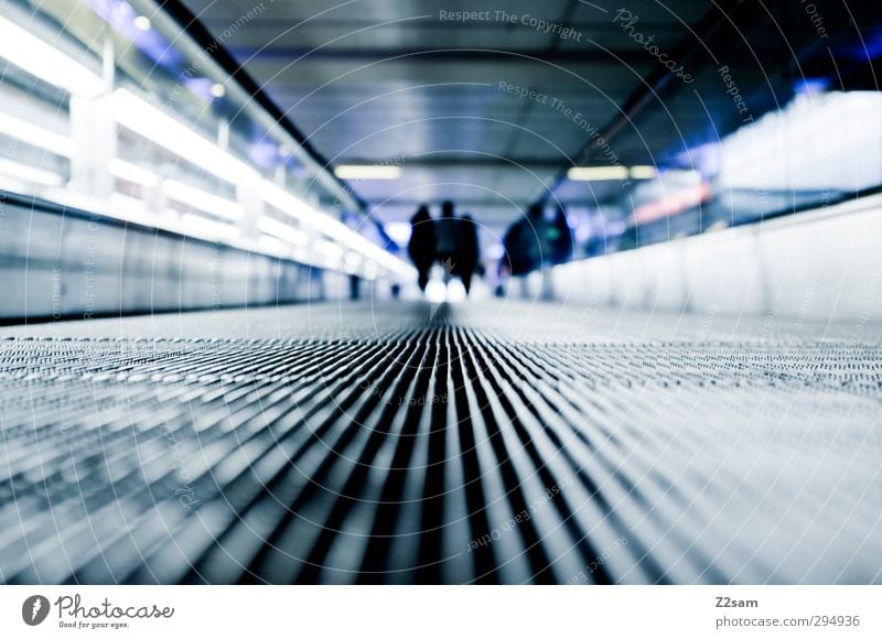 Goodbye! Vacation & Travel Tourism 3 Human being Architecture Escalator Running Going Walking Dark Far-off places Cold Modern Prompt Stress Beginning Movement