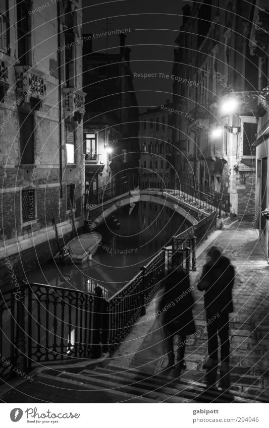 At night all bridges are grey Venice Old town House (Residential Structure) Stairs Facade Pedestrian Lanes & trails Bridge Paving stone Footpath Channel