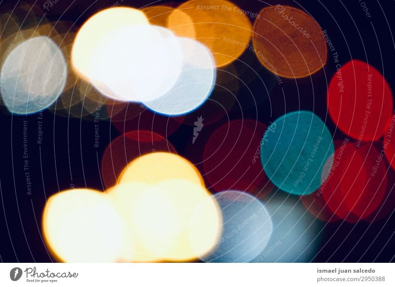 colorful bokeh lights in the street in the city at night Light Night Colour Multicoloured Blur Bright Street Exterior shot Abstract Consistency Pattern