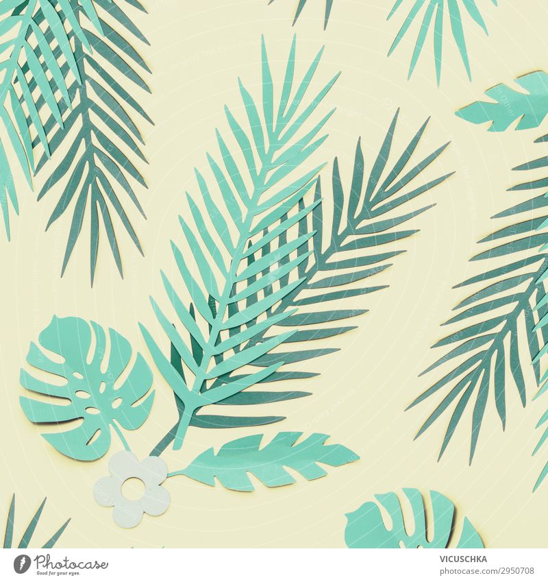 Turquoise Green Tropical Leaves Composing Style Design Beautiful Nature Plant Leaf Decoration Hip & trendy Background picture Conceptual design Square Hipster