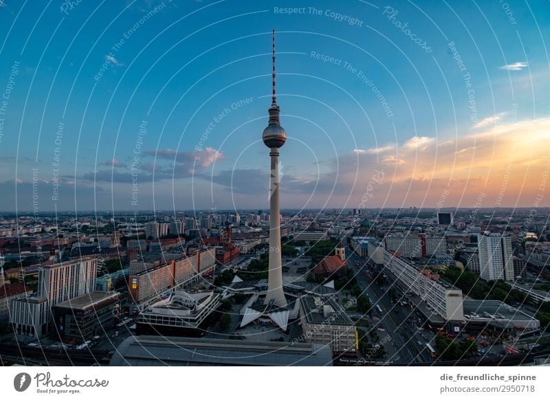 Sunset at the television tower I Television tower Vantage point Berlin Berlin TV Tower Panorama (View) Capital city Town Sky Architecture Alexanderplatz