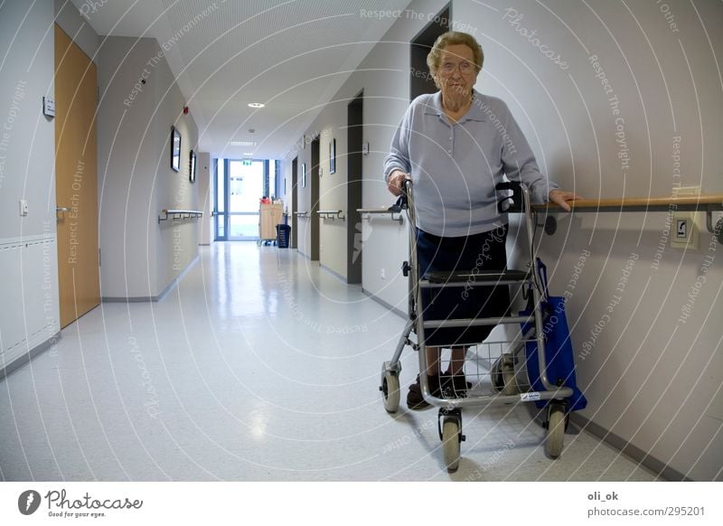 Alone in the home Feminine Grandmother Senior citizen 1 Human being 60 years and older Walking Old Loneliness Sadness Transience Colour photo Interior shot