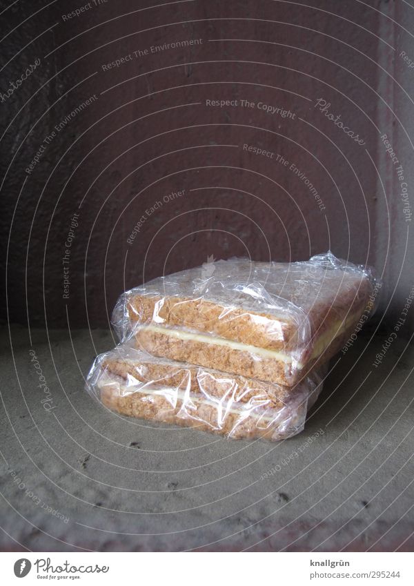 snack during breaks Food Cheese Bread Nutrition Snack Steel carrier cling film Cellophan Lie Dirty Sharp-edged Delicious Town Brown Gray Emotions Appetite