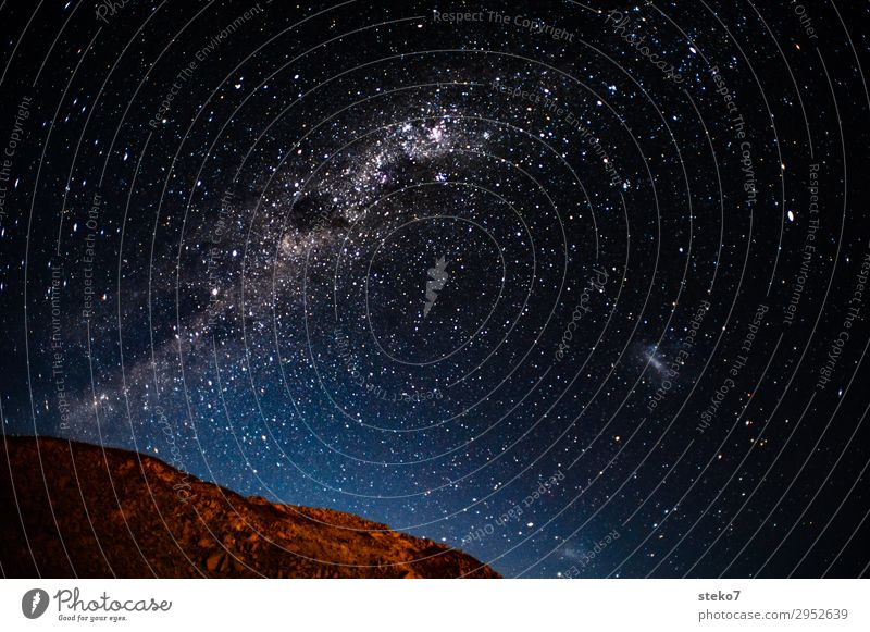 desert night Night sky Stars Mountain Exceptional Far-off places Dream Infinity Universe Namibia Starry sky Milky way Deserted Copy Space top Copy Space middle