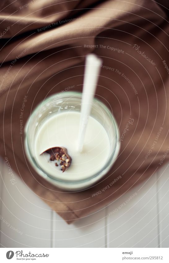 chocolate ice cubes Chocolate Nutrition Breakfast Beverage Milk Glass Straw Delicious Sweet Colour photo Interior shot Deserted Day Shallow depth of field