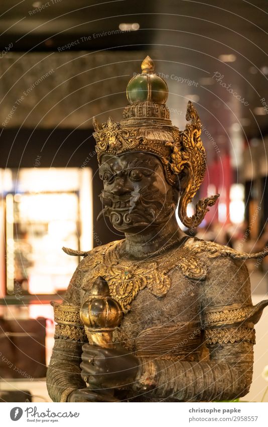 Statue of the Thai Yaksha - the guard Vacation & Travel Far-off places Art Sculpture Metal Gold Old Threat Exotic Fantastic Historic Brave Belief