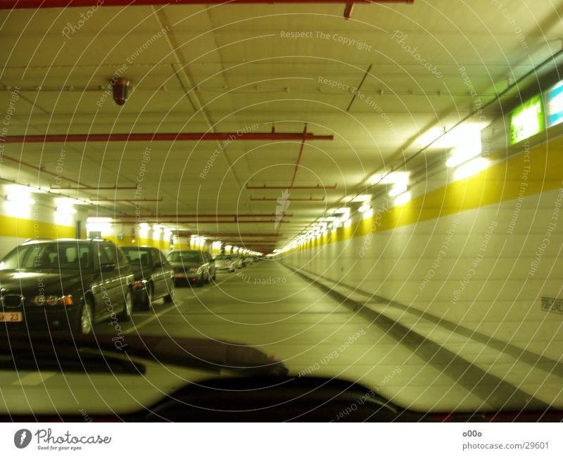 Underground car park without end Underground garage Parking garage Tunnel Infinity Windscreen wiper Lamp Architecture Car