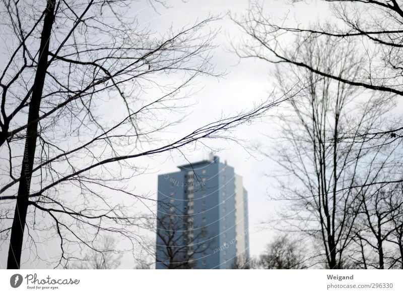 The blue Klaus from Schweinfurt House (Residential Structure) Spring Winter Town Outskirts High-rise Cry Blue Gray Colour photo Exterior shot Twilight