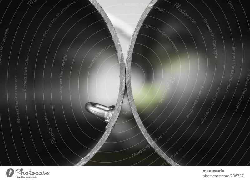 Look down the tube. Iron-pipe Metal Glittering Large Long Near Round Silver Colour photo Multicoloured Exterior shot Close-up Detail Macro (Extreme close-up)