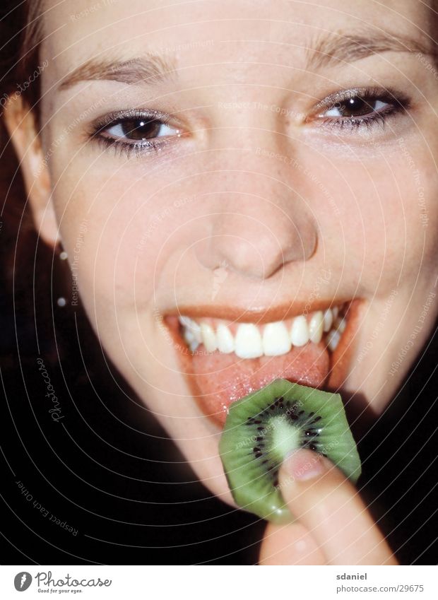 the kiwi Kiwifruit Happiness Human being eat fruit Laughter lick Tongue