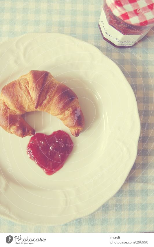 <3 Dough Baked goods Croissant Jam Breakfast Bright Beautiful Sweet Red Colour photo Interior shot Light