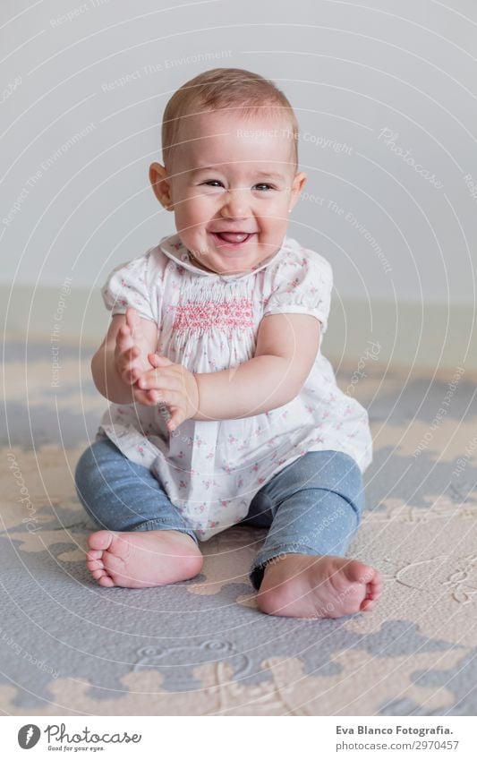 portrait of a beautiful baby girl at home. Family concept indoor Lifestyle Joy Happy Beautiful Face House (Residential Structure) Child Human being Baby Girl