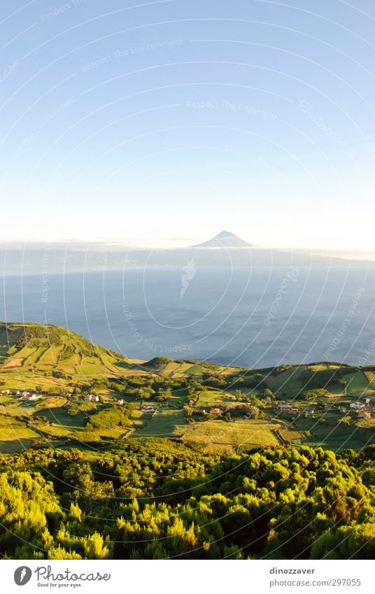 Azores island Beautiful Ocean Island Mountain House (Residential Structure) Environment Nature Landscape Sky Summer Meadow Peak Volcano Coast Natural Blue Green