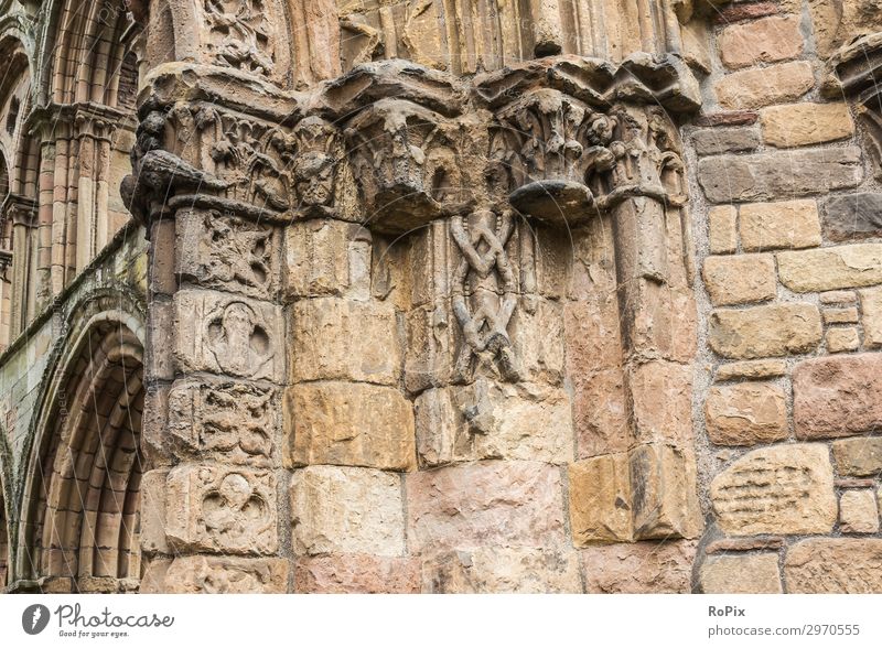 Architectural detail of Jedburgh Abbey in the Scottish borders. cloister monasteries Architecture Culture Church Monastery chruch built Belief sacral