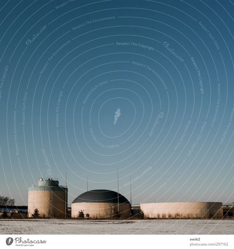 Lusatia Environment Landscape Cloudless sky Horizon Field Skyline Deserted Manmade structures Storehouse Silo Simple Retro Round Blue Pink chunky Concrete block