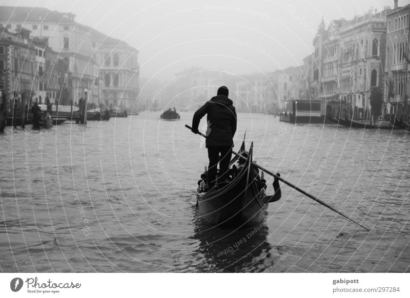 On the Great Canal Water Winter Bad weather Fog Rain Venice Canal Grande Port City Downtown Old town House (Residential Structure) Tourist Attraction Landmark