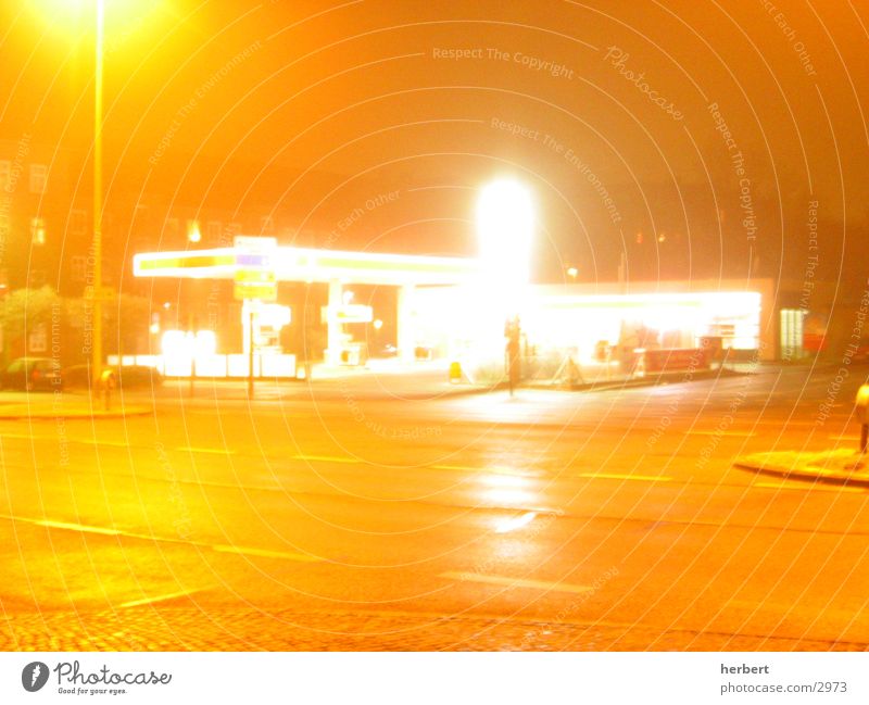 midnite tank Petrol station Night Long exposure Mixture