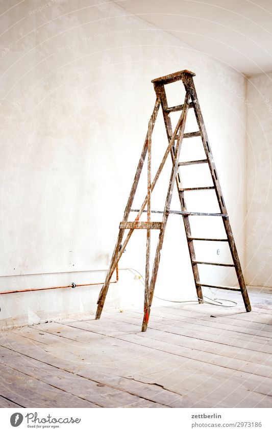 stepladder Old building Work and employment Construction site Craftsperson Ladder Painter Wall (barrier) Apartment house Deserted