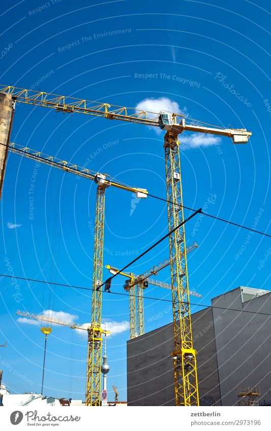 Construction cranes in the wind Construction site Commerce Structural engineering Flat (apartment) House location Apartment Building Tower block Crane