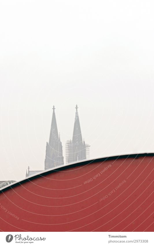 You're always on the wall then! Tourism Cologne Town Facade Cologne Cathedral Esthetic Red Emotions Landmark Familiar Sky Railway bridge Dome Colour photo
