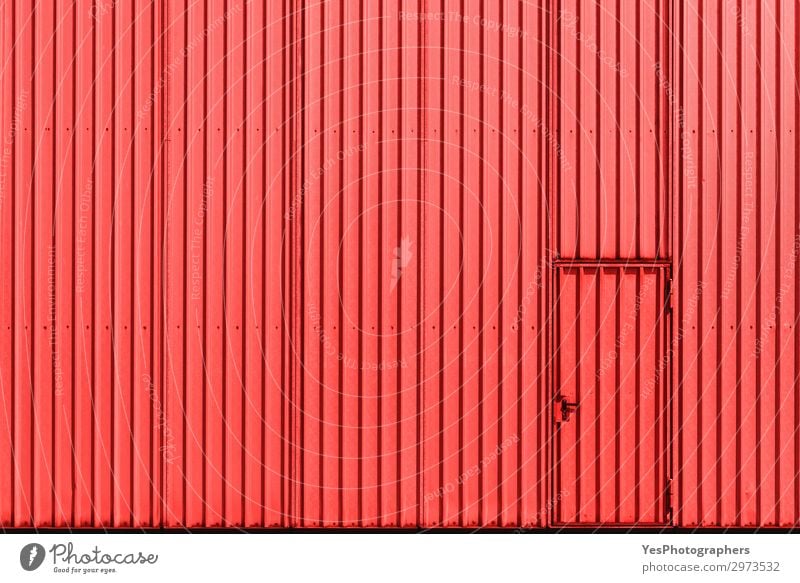 Industrial building facade with red metal wall and door Factory Industry Business Building Architecture Facade Metal Steel Modern Red Access aluminum background