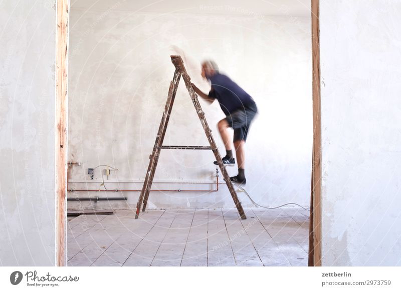 Ladder up (1) Old building Period apartment Go up Construction site Career Climbing Man Human being Room Interior design Redecorate Modernization Redevelop