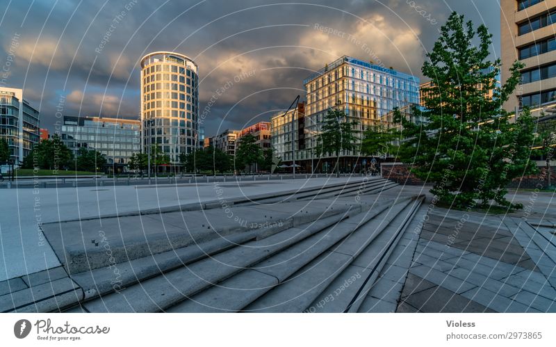 HafenCity III Harbor city Port City Downtown High-rise Park Manmade structures Architecture Facade Discover Hip & trendy Modern Hamburg Clouds Exterior shot