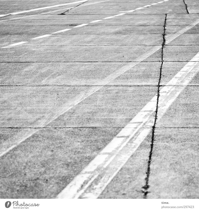 Lifelines #63 Lanes & trails Asphalt Concrete Crack & Rip & Tear Tar Aviation Airport Airfield Runway Dirty Simple Historic Thin Town Gray White Authentic