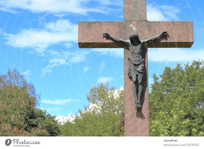 Jesus on the cross Easter Funeral service Masculine Man Adults Body 1 Human being 30 - 45 years Art Sculpture Hang Optimism Goodness Altruism Belief