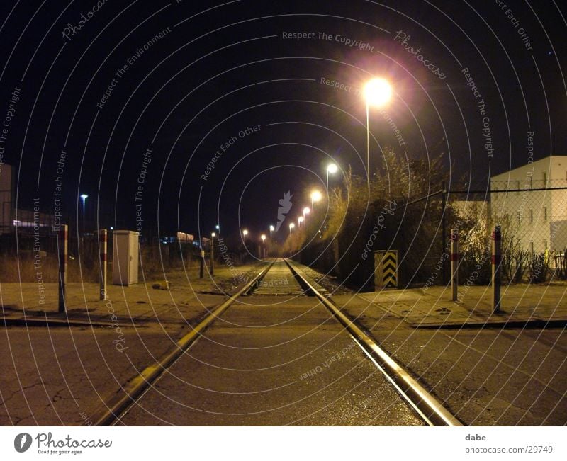 port nbg 01 Railroad tracks Night Nuremberg Calm Loneliness Industry Harbour