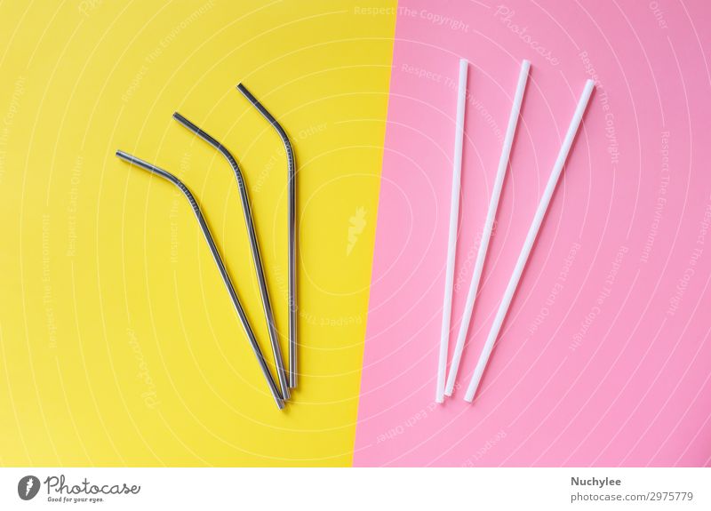 Cutting plastic straws Metal drinking straw Reduce plastic waste - a  Royalty Free Stock Photo from Photocase