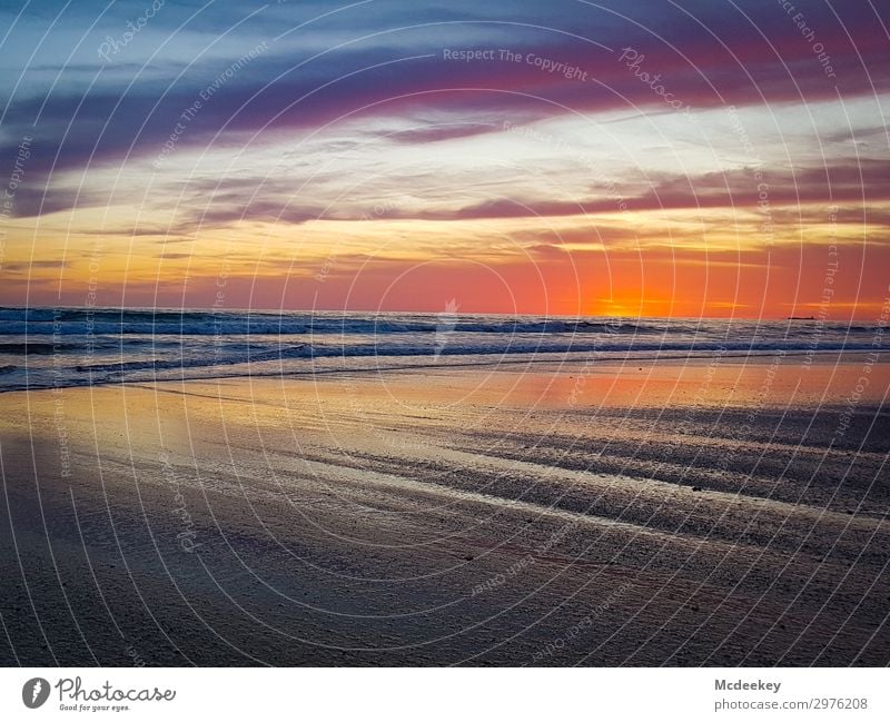 Sunset Sky with cloud over sea sand beach,Landscape Colourful Sky