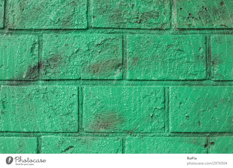 Green painted brick wall. Wall (barrier) Wall (building) rampart varnished Architecture House (Residential Structure) house wall Town urban Art glaze masonry