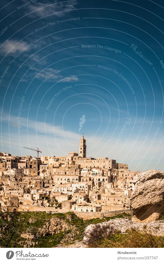 matera Sky Clouds Spring Beautiful weather Rock Canyon Matera province Italy Small Town Old town Skyline House (Residential Structure) Church Ruin