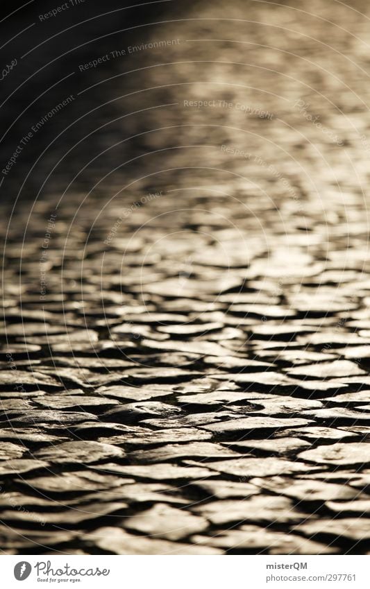 Hot plaster. Art Esthetic Contentment Lanes & trails Paving stone Cobbled pathway Cobblestones Pavement Street Roadside Many Stone Ground Colour photo