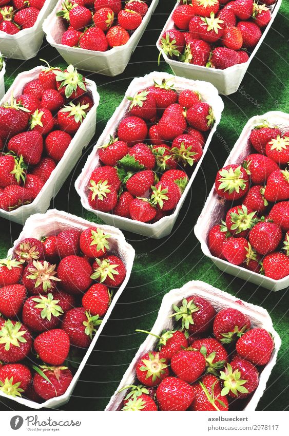 fresh strawberries on the market Food Fruit Nutrition Vegetarian diet Shopping Healthy Eating Fresh Delicious Red Vitamin C Supermarket Store premises