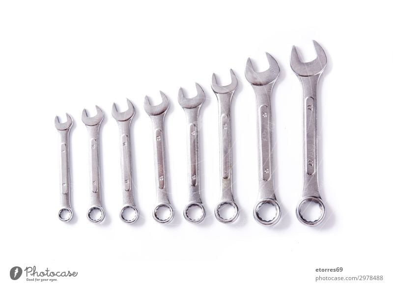 Wrenches of different sizes Work and employment Industry Tool Metal Steel Old White Chrome construction equipment instrument iron Object photography Repair